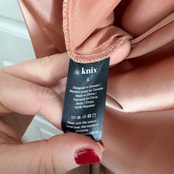 Knix Satin Slip Dress in Peach Champagne - Picture 3 of 4